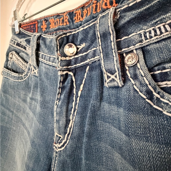 Rock Revival Distressed Blue Embroidered Back Pocket Jeans “Elena” skinny - Picture 7 of 16